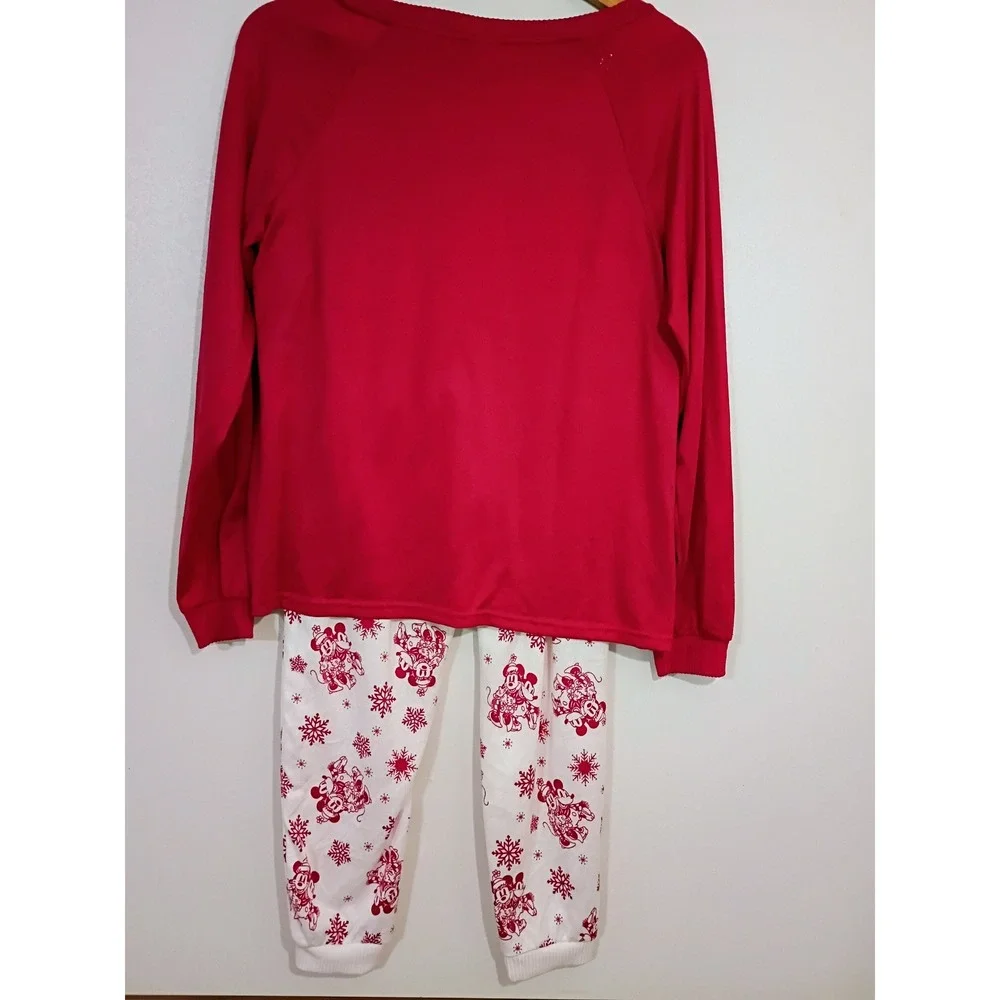 Disney Mickey Minnie Mouse Red Holiday Pajama Set Women Size S - Picture 2 of 8
